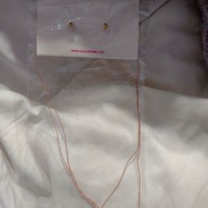 Rose gold necklace set with earings